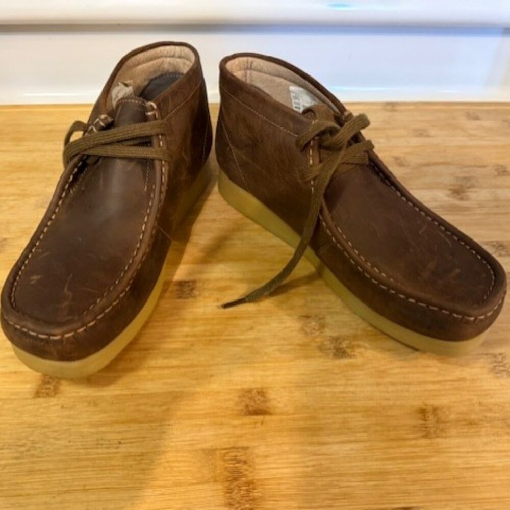 Clarks Men's Stinson Hi Chukka Boot Brown Oiled Leather – Wallabees - Picture 13 of 16